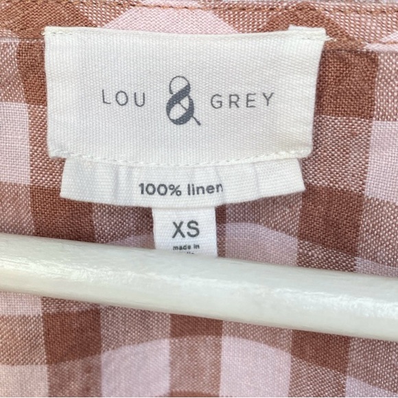 LOU & GREY 100% Linen Cropped Gingham Top Size XS - Picture 7 of 8